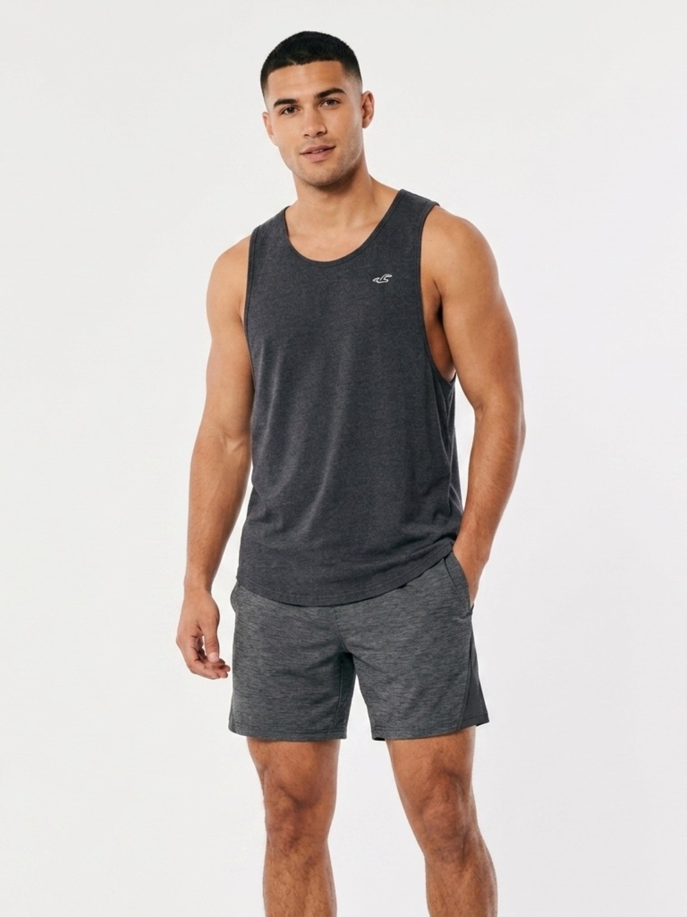 Hollister California Navy Blue Tank Top Men XL Seagull Logo Summer Surf Gym